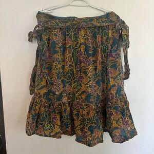 Cleobella A-Line Skirt - Blue and Gold Floral